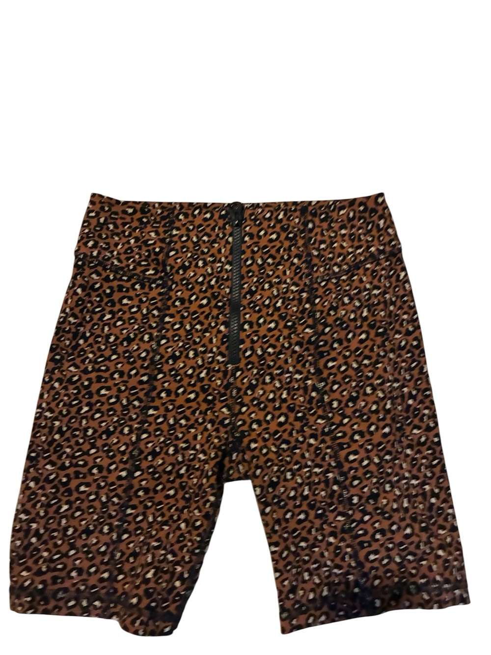 Free People Leopard Print Bike Shorts in Brown and Black